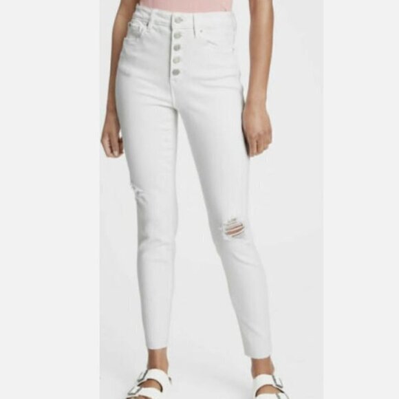 GAP High Rise Destructed WHITE Universal Legging Jeans Plus Size 20/35 MSRP $70 - Picture 1 of 4